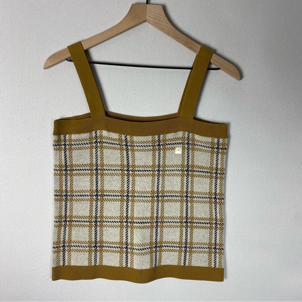Loft Brown Plaid Square Neck Tank Top